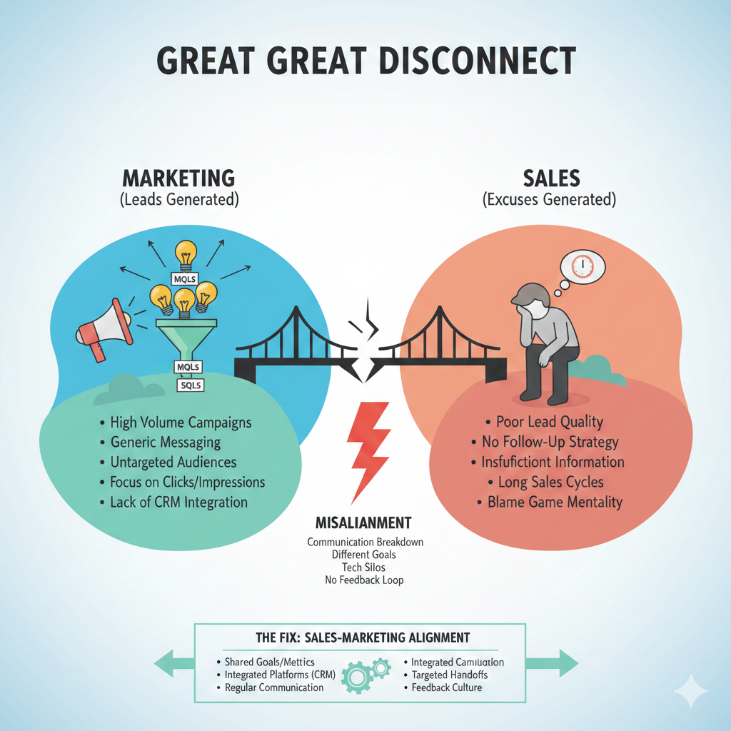 The Great Disconnect: Why Your Marketing is Generating Leads but Your Sales Team is Generating Excuses infograpics